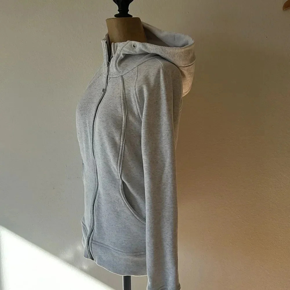 Lululemon sz 6 Scuba Hoodie Plush Heathered White / White great pre owned cond - Picture 6 of 14